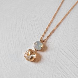 Mariana Rose Gold Blush and Gray Chrystal Necklace
